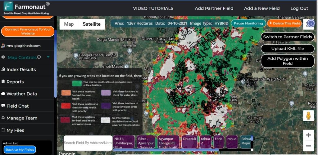 farmonaut saharsa paddy 2021