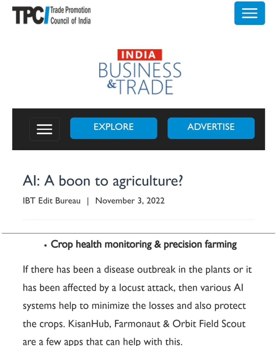 AI in Agriculture