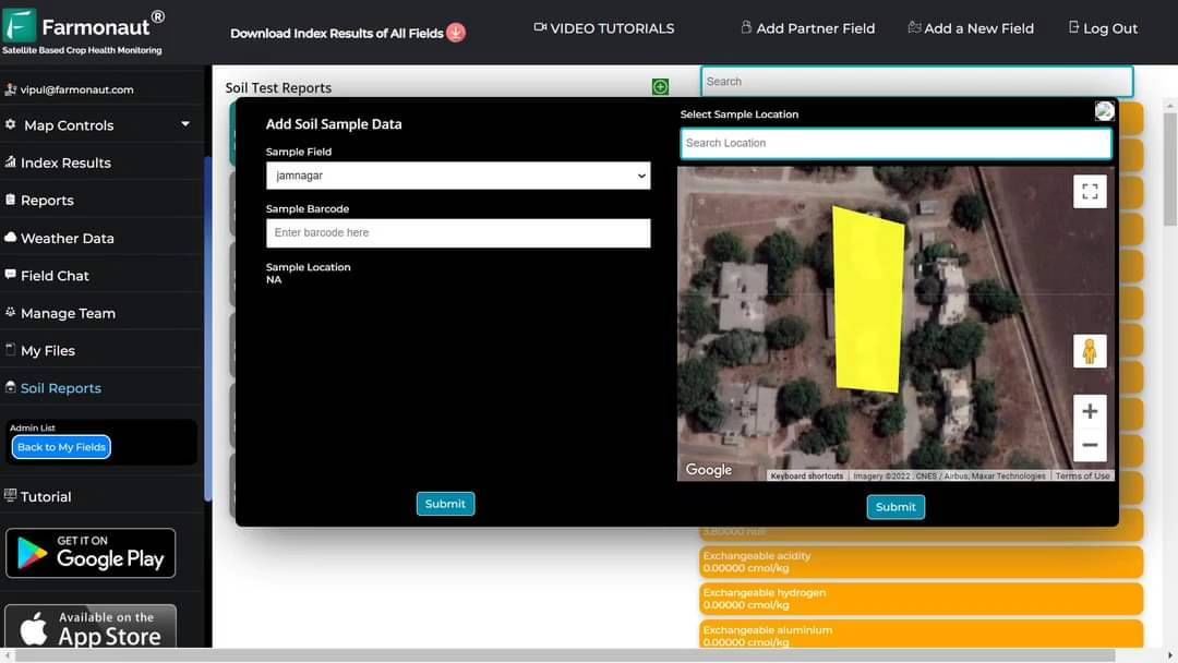 Farmonaut Soil Testing Interface