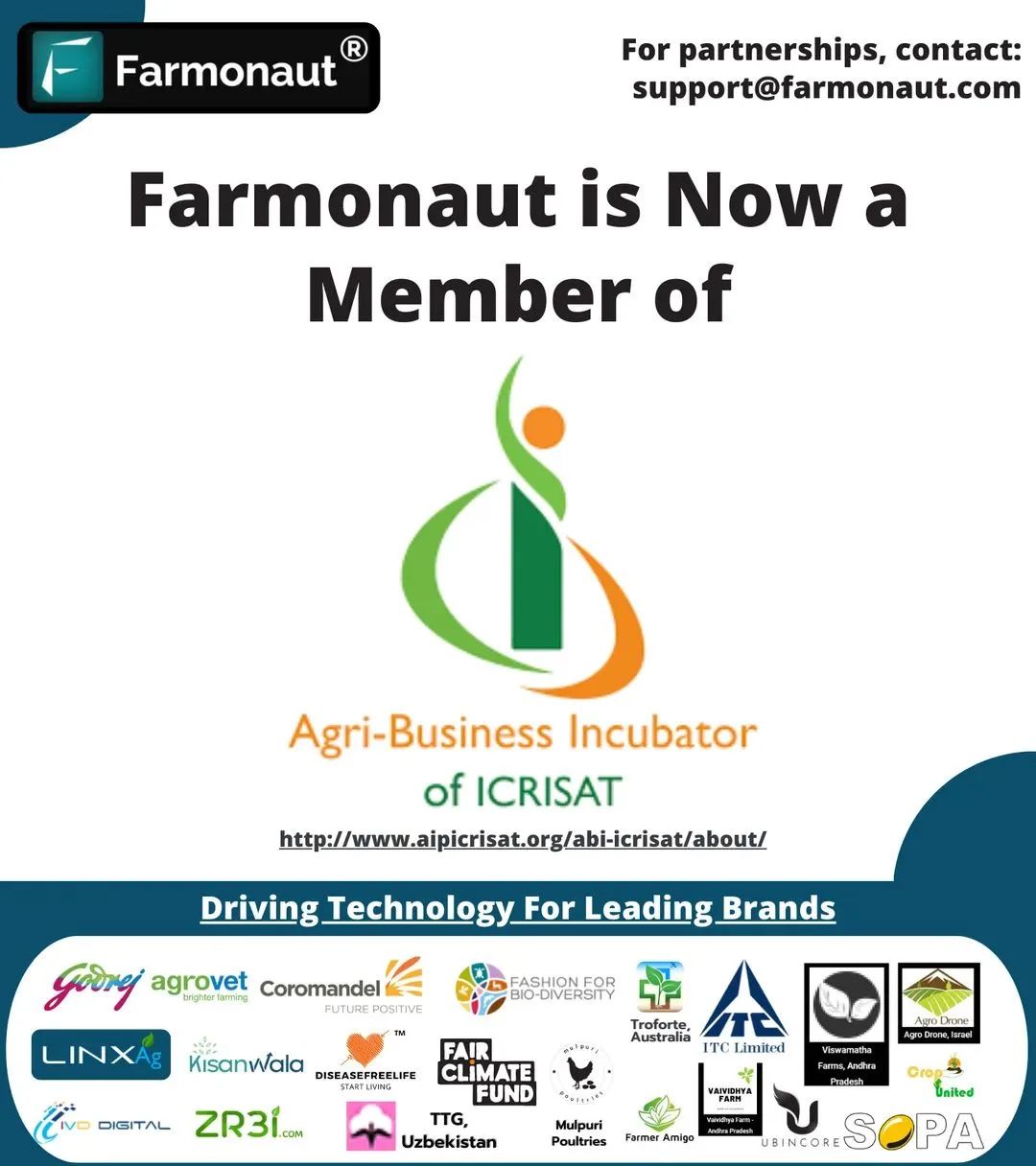 Farmonaut joins ICRISAT's Agri-Business Incubator