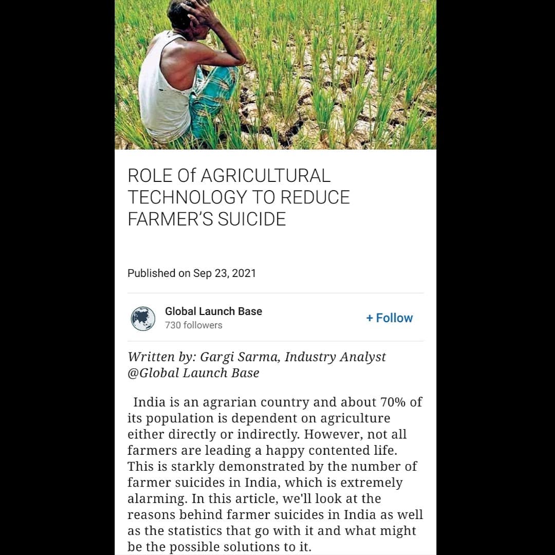 Role of Agricultural Technology in Reducing Farmer's Suicide