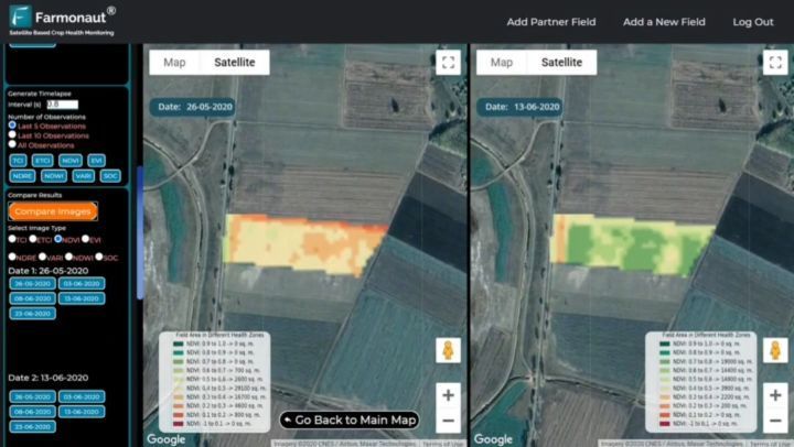 Satellite image of agricultural fields