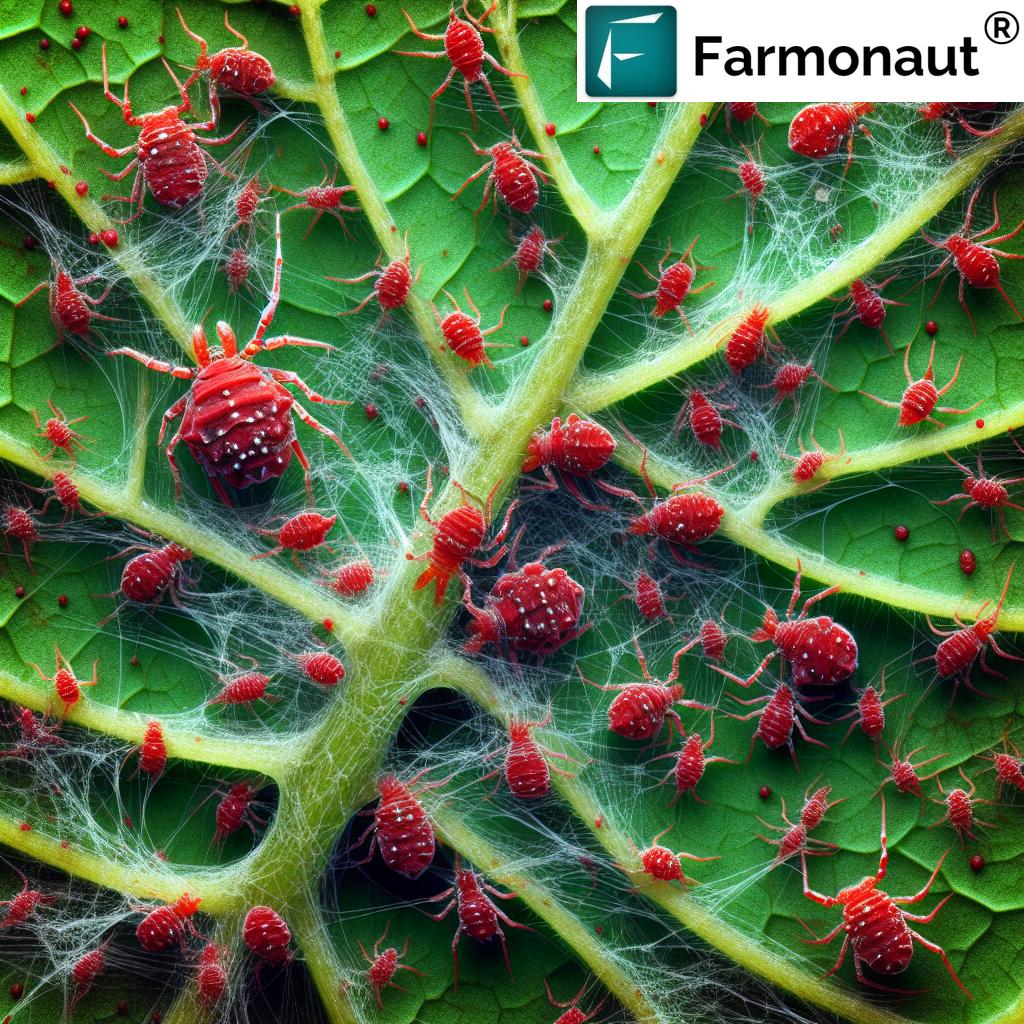 Spider mites on plant leaf