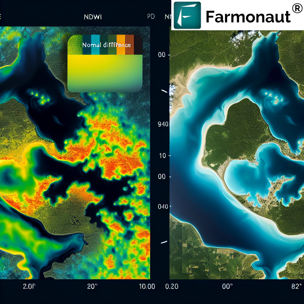 NDWI Range and Values Visualization