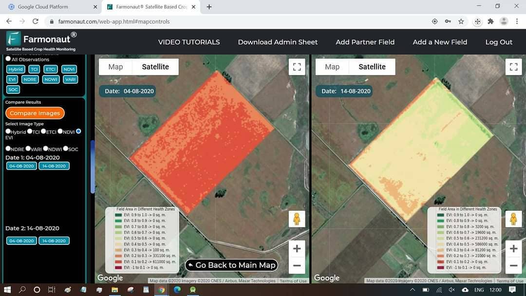 Farmonaut EVI Index Analysis