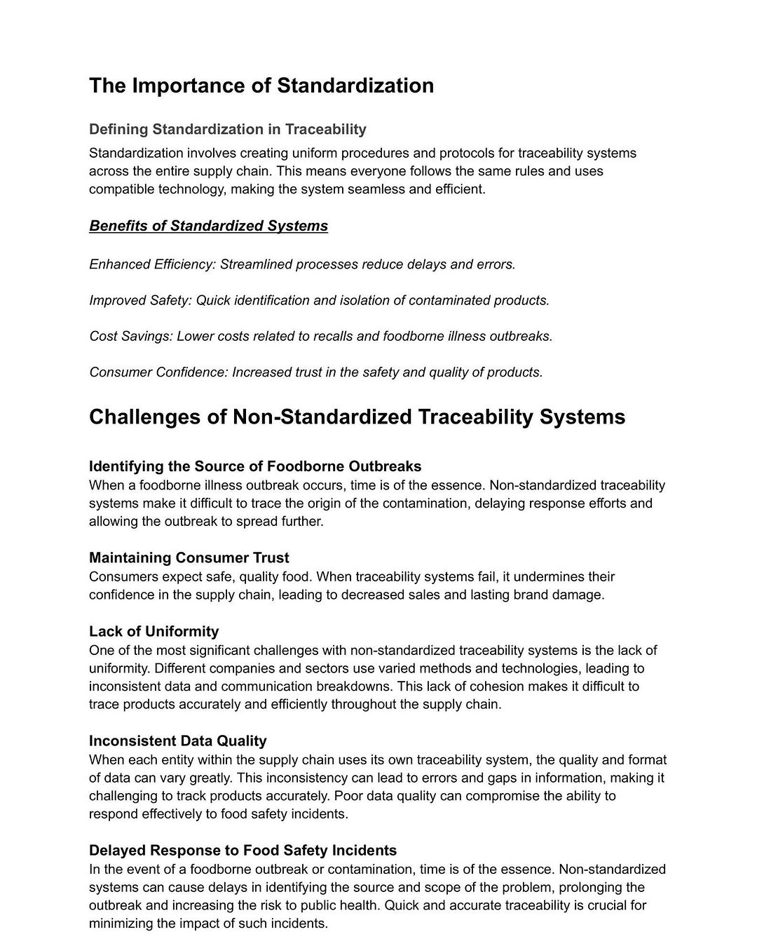 Challenges of Non-Standardized Traceability