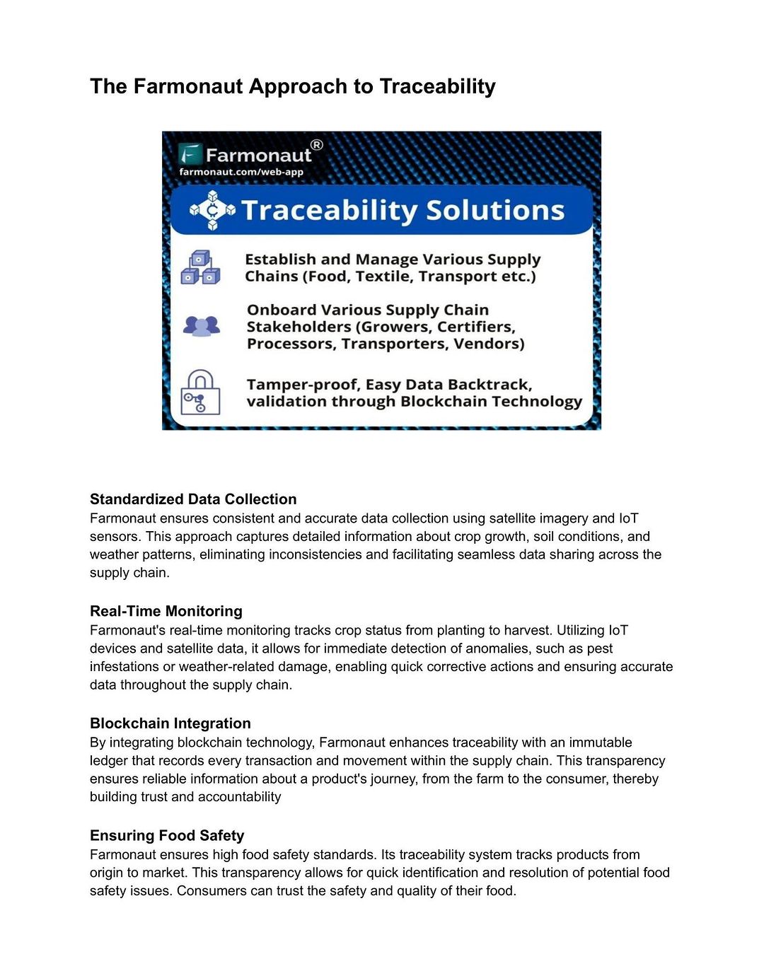 Farmonaut Approach to Traceability