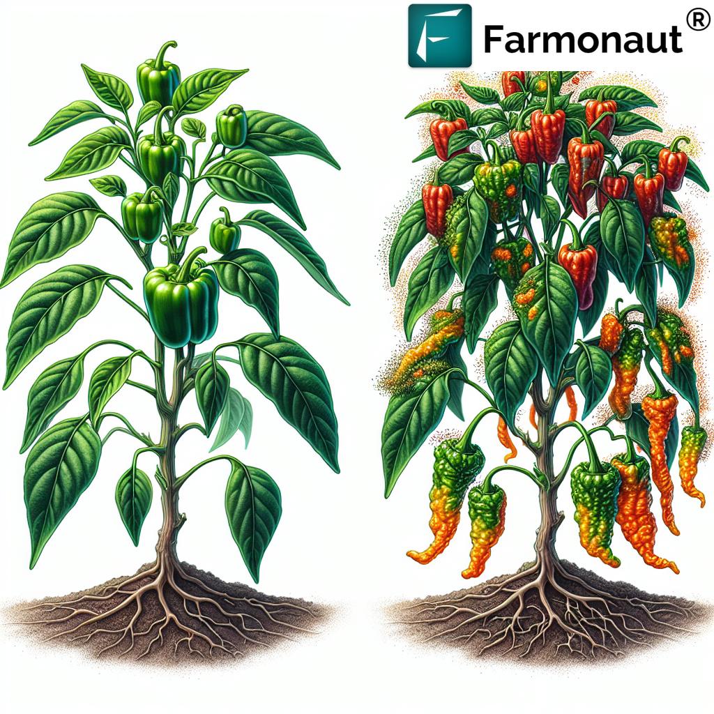 Anthracnose symptoms on pepper plants