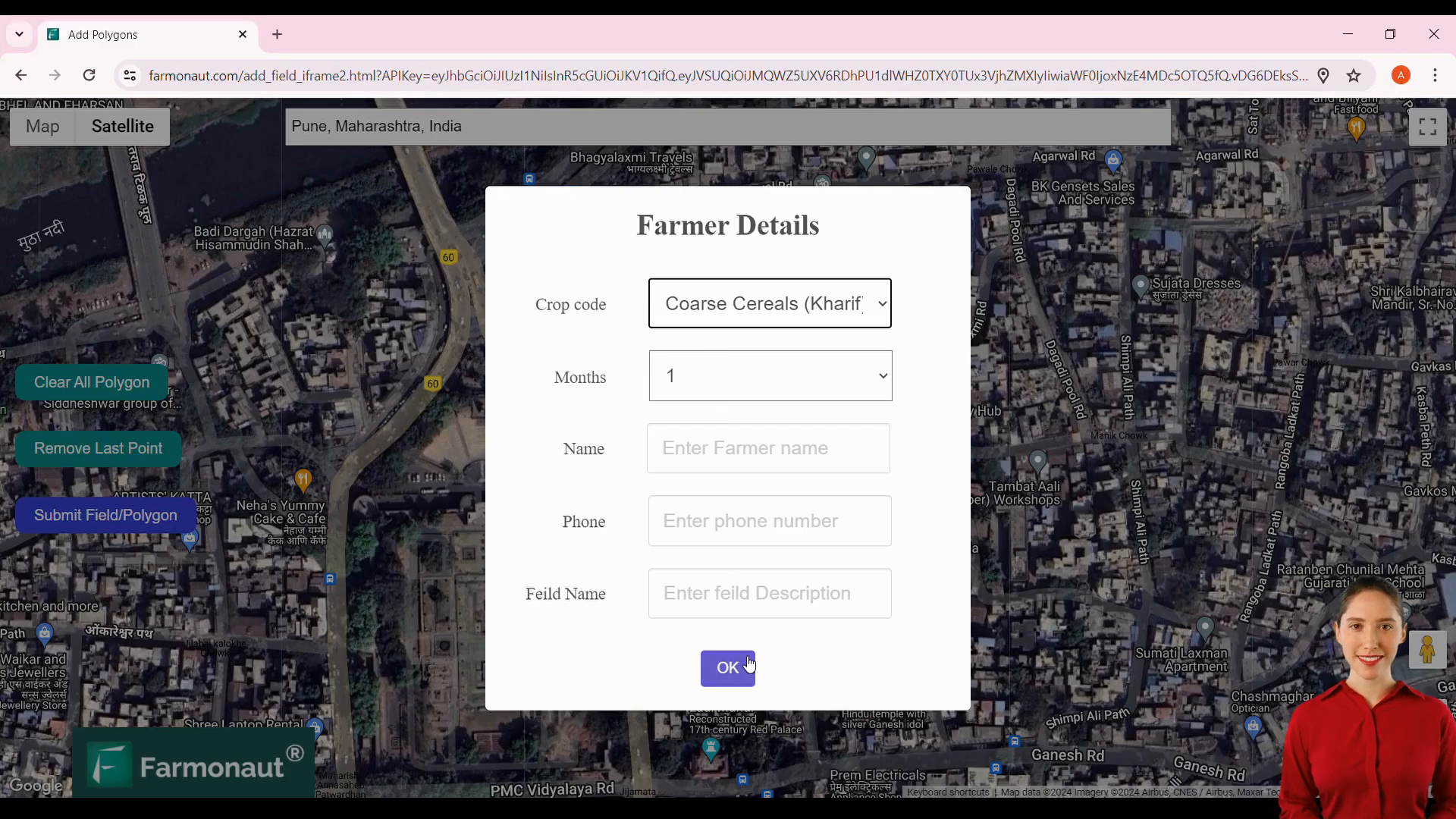 Successfully created field for satellite monitoring