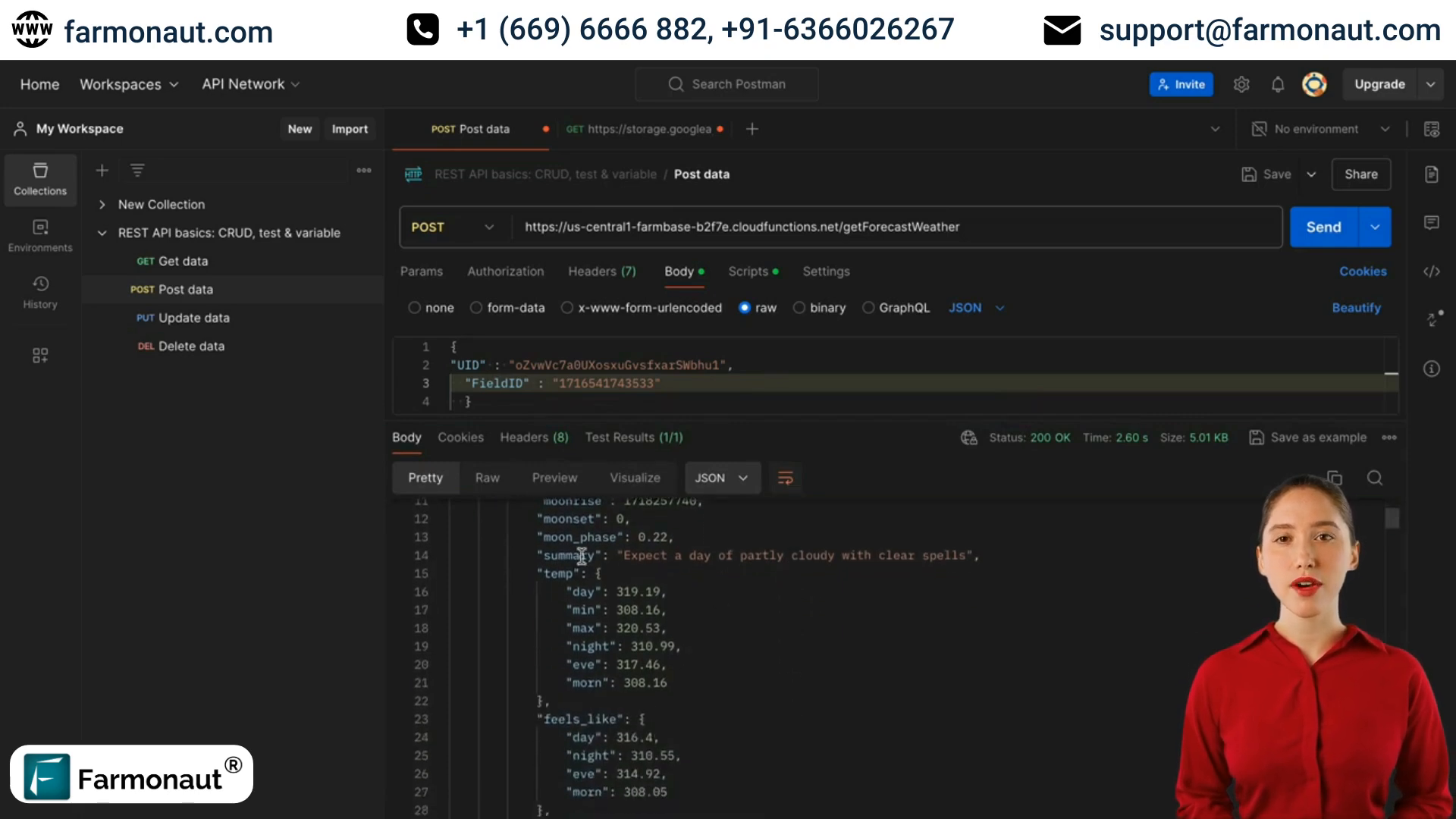 Screenshot demonstrating how to use the Get Forecast Weather from Lat Long endpoint