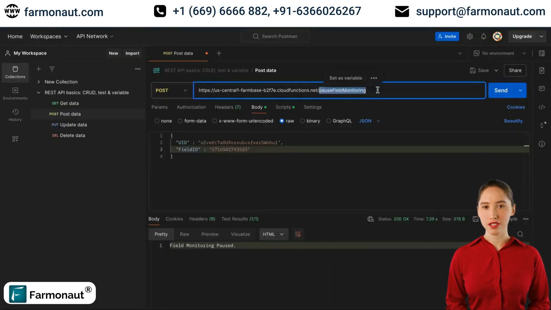 API interface showing how to resume satellite monitoring