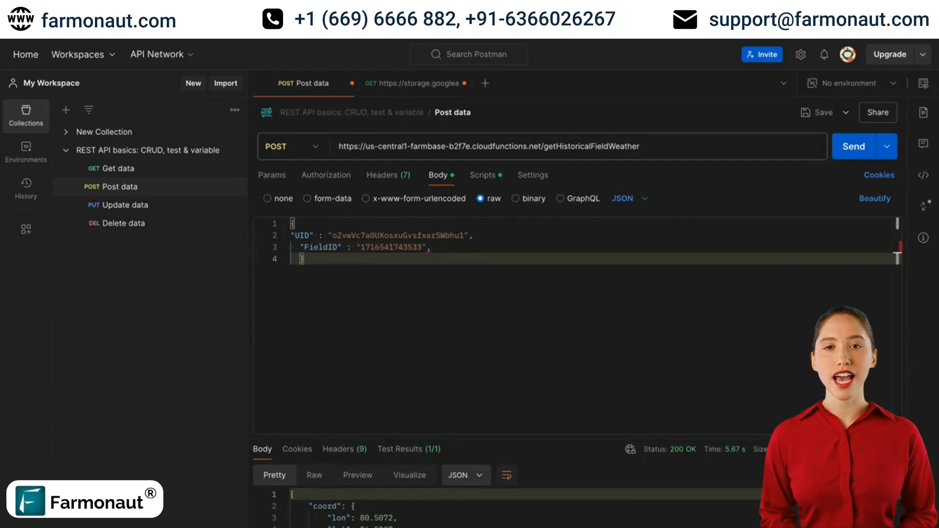 API response showing forecast weather data