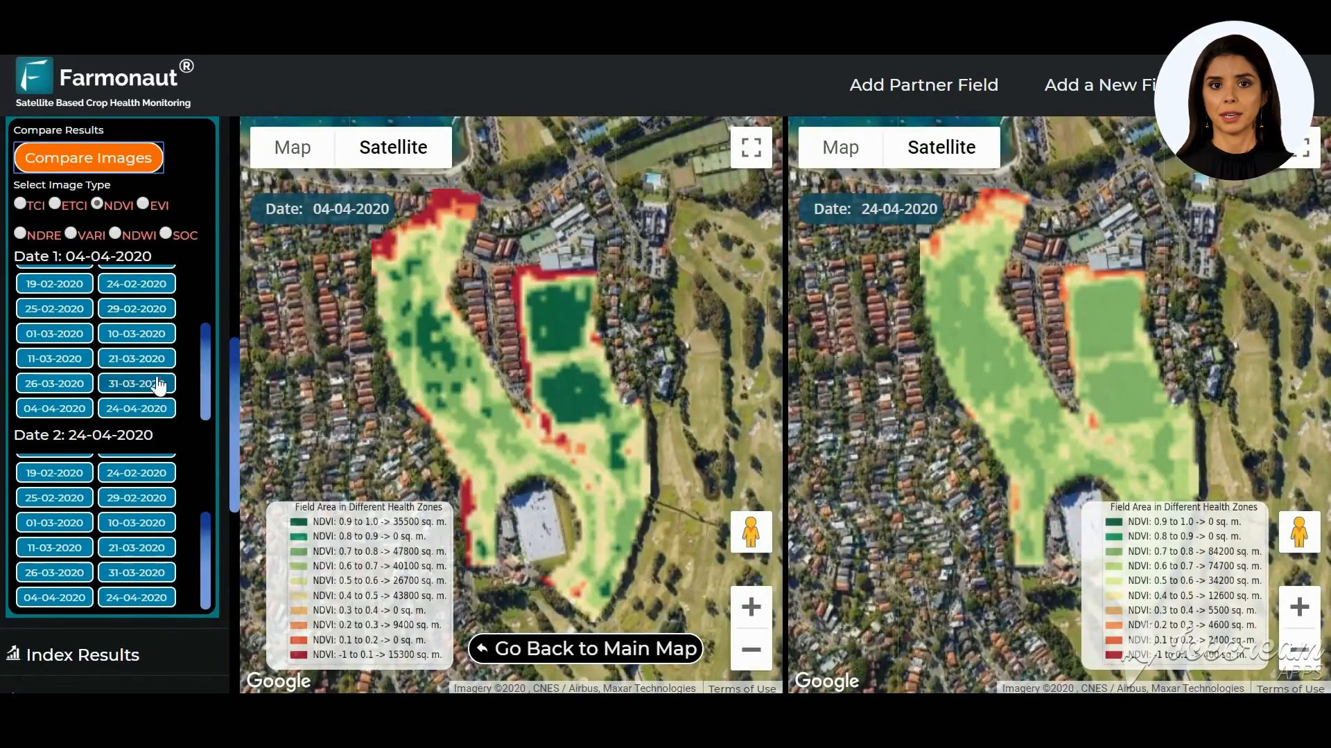 Side-by-side comparison of satellite images