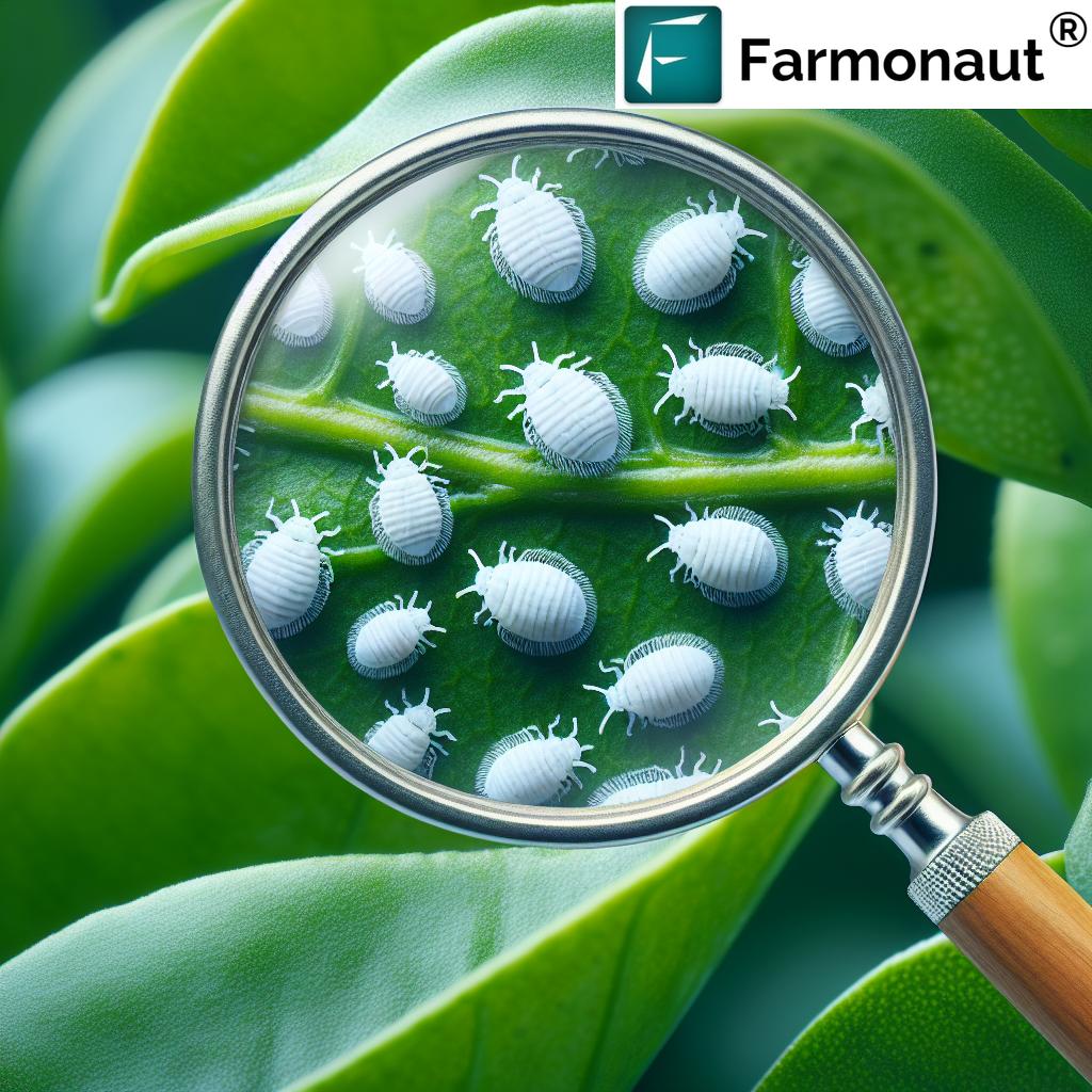 Mealybug infestation on a plant leaf