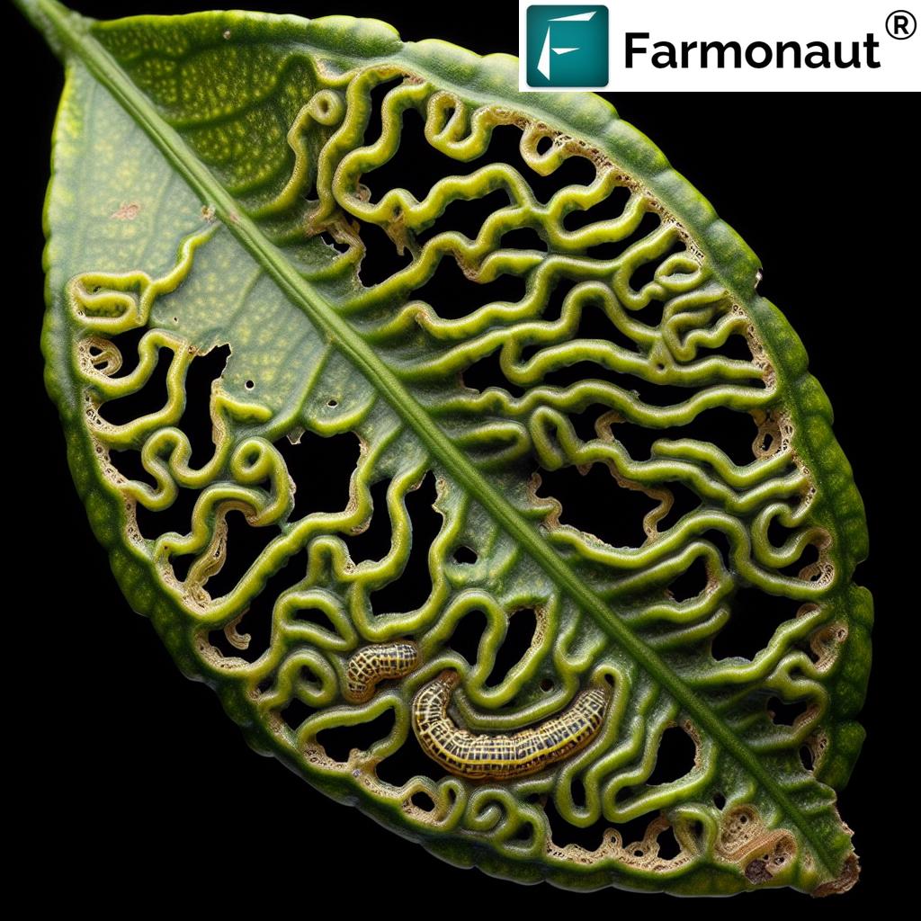 Leafminer damage on citrus leaf