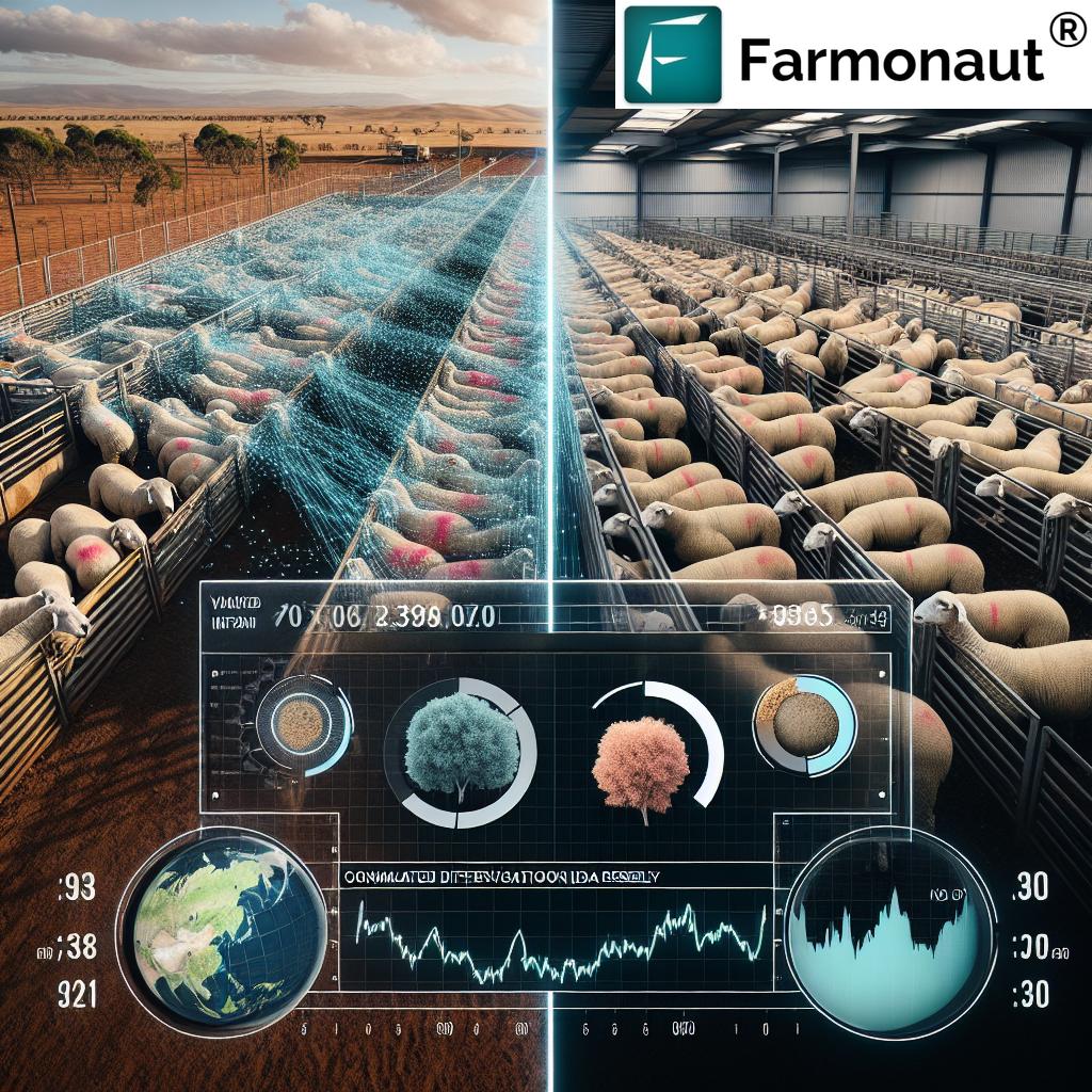 Lamb Market Insight: Queensland Saleyards Face Price Drop Amid Supply Surge - Farmonaut's Satellite Analysis