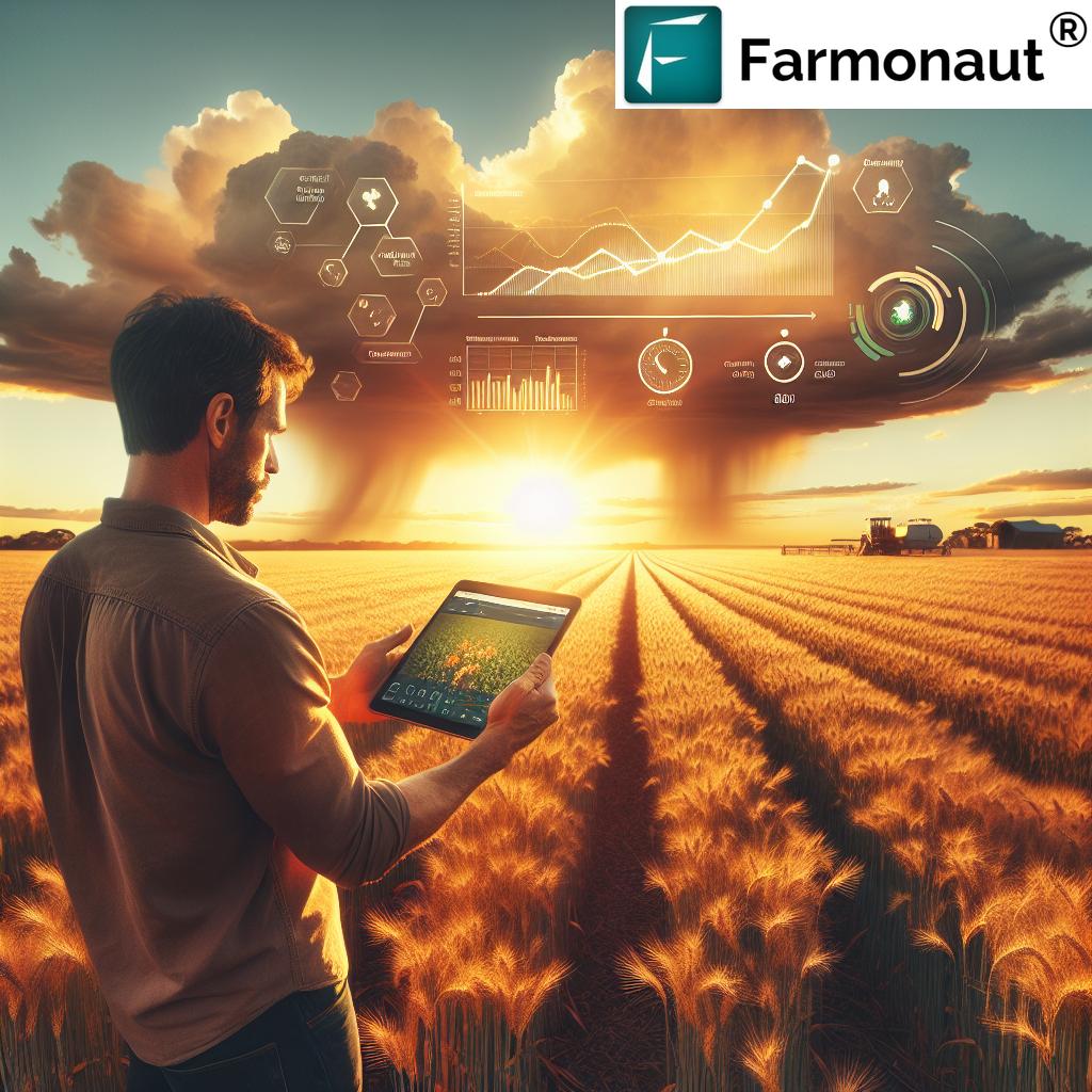 Farmer using Farmonaut app for weather-based decision making