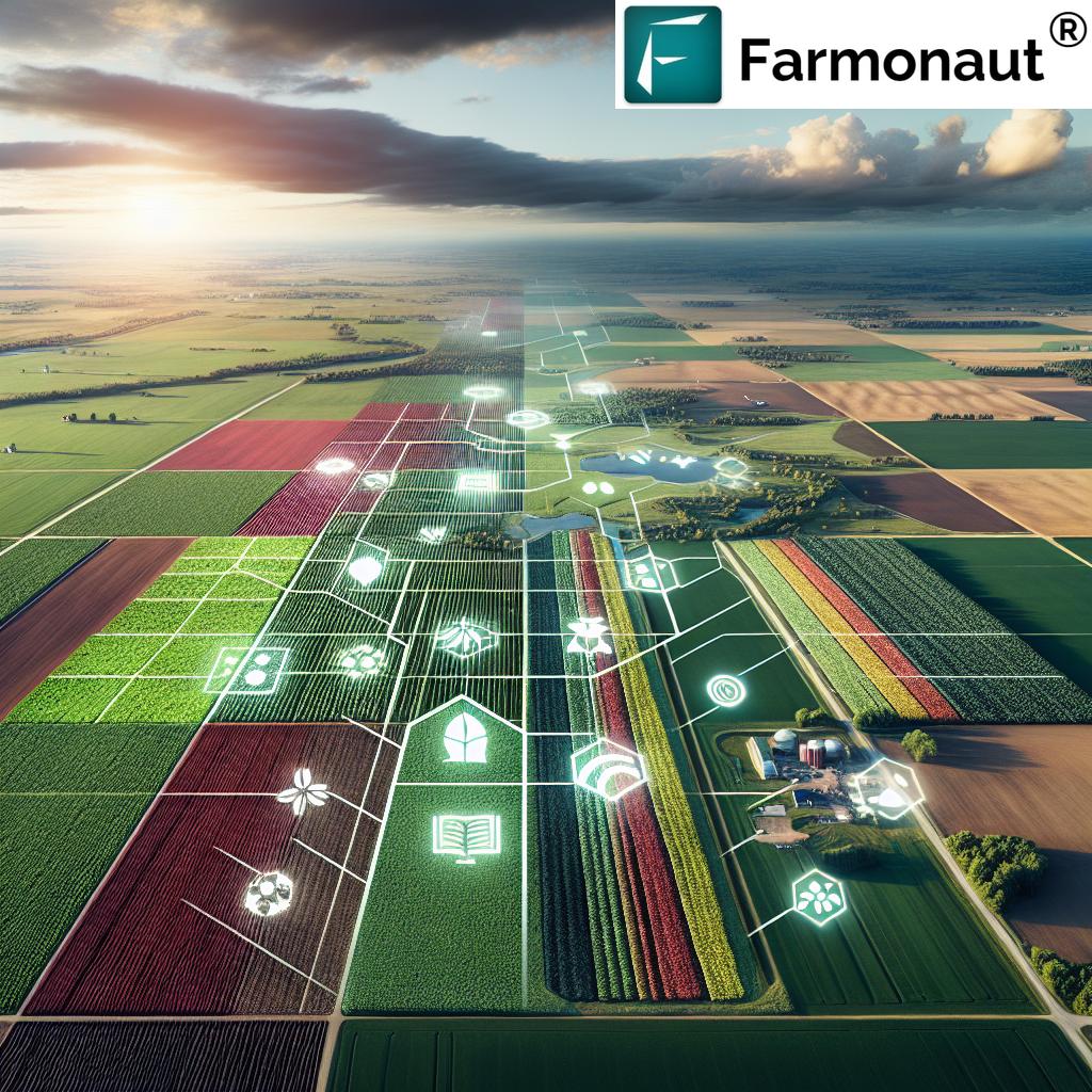 Farmer using Farmonaut app in Illinois field