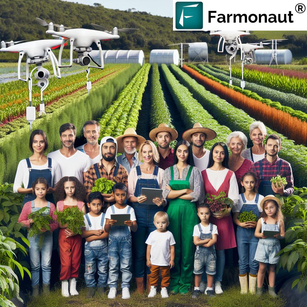 Family farmers working in a field