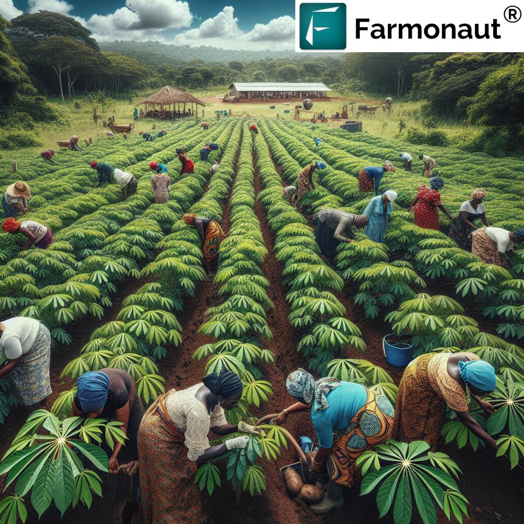 Liberian women farmers working in a field