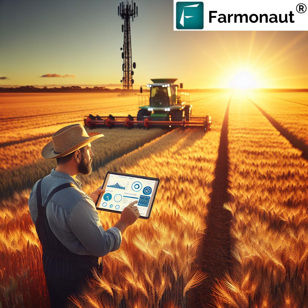 Australian grain field with advanced agricultural technology