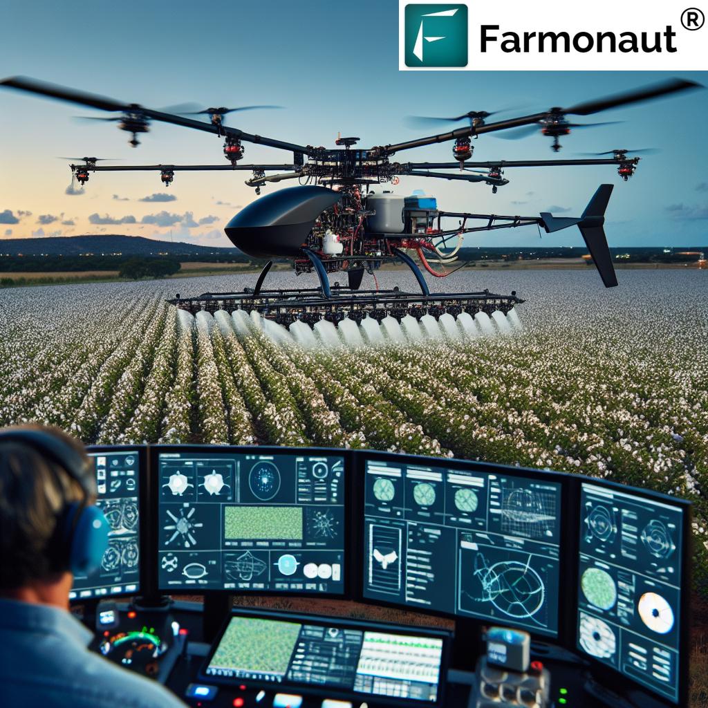 Unmanned helicopter spraying crops