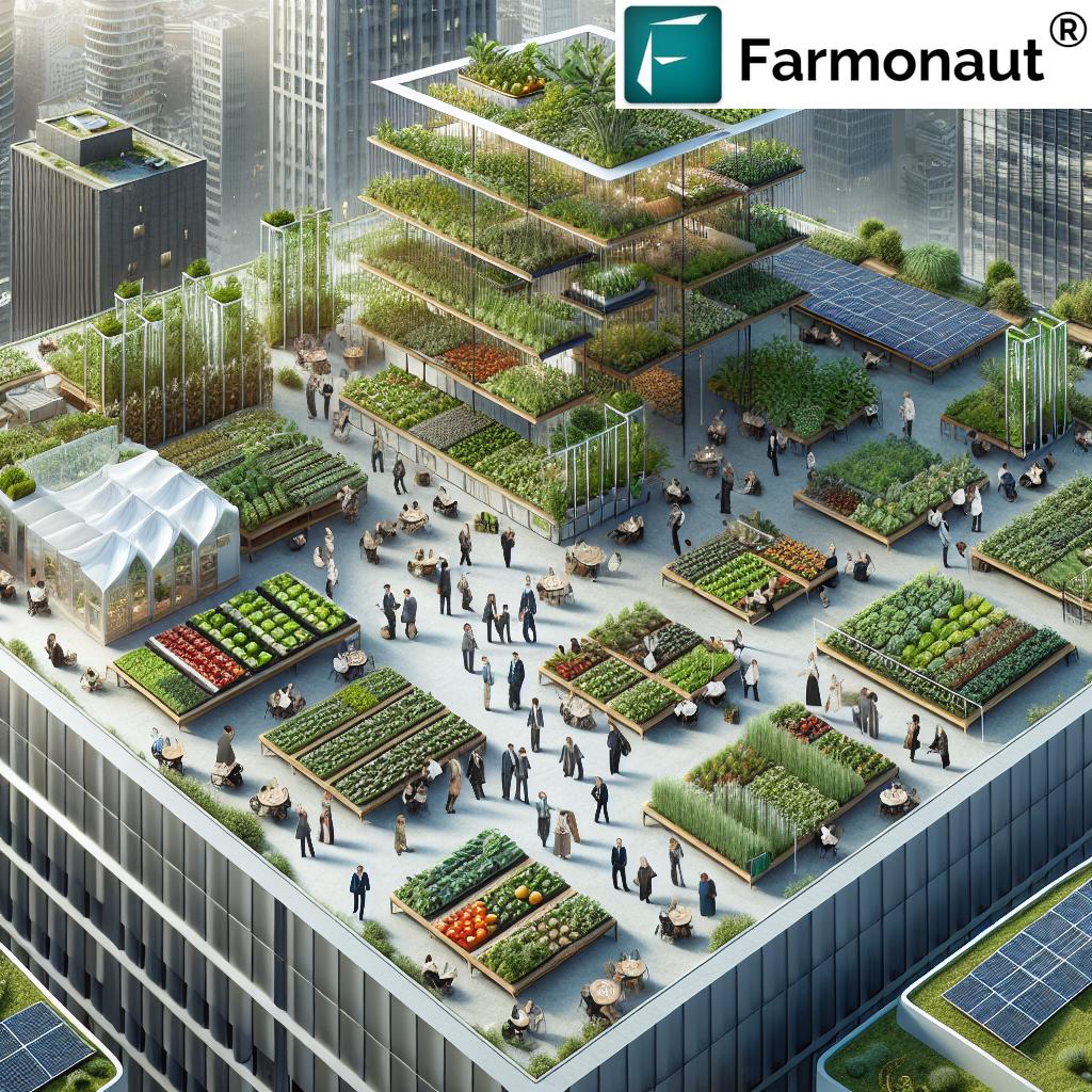 Employees tending to vertical farm in office