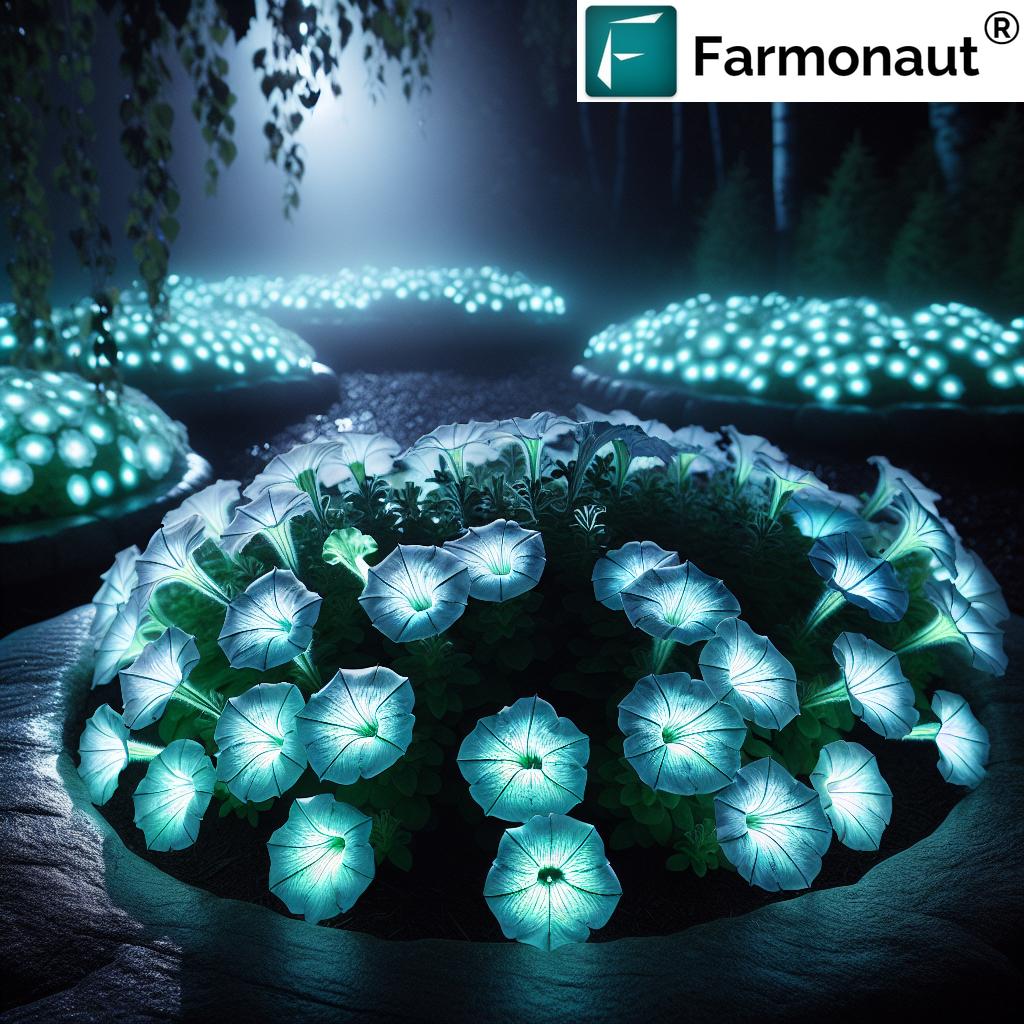 Glowing Petunias in a Garden