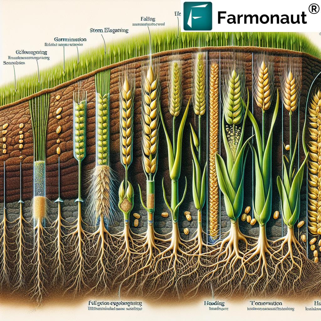 Wheat Growth Stages, Wheat Fields At Different Crop Development Steps