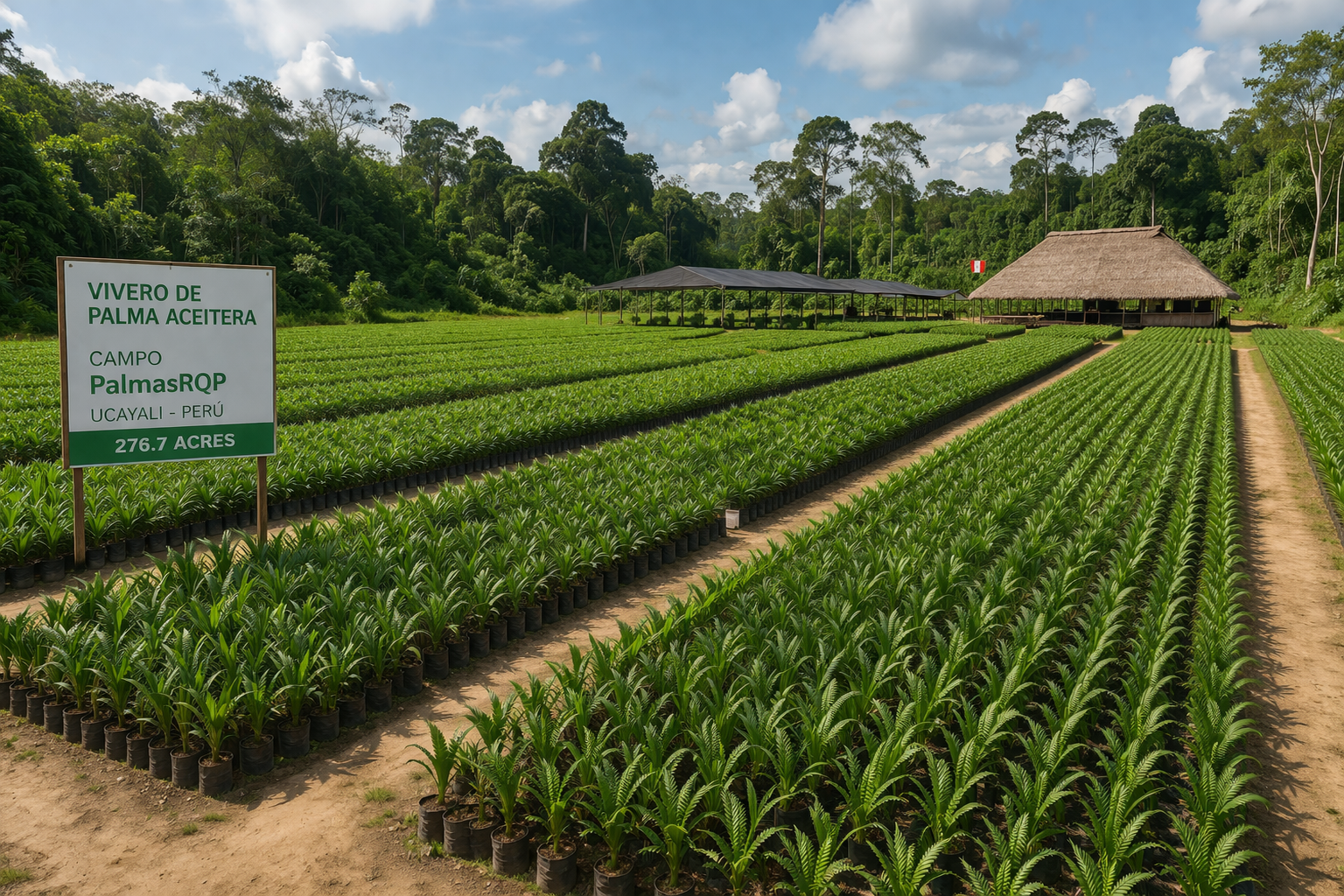 Oil Palm Plantation Aerial View Peru — Precision Agriculture Satellite Monitoring