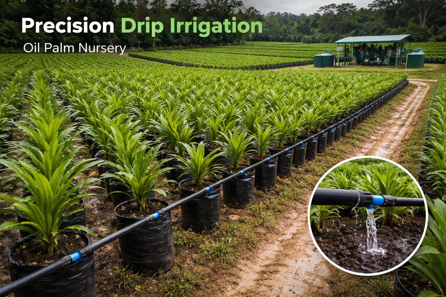 Drip Irrigation System Precision Agriculture Oil Palm Nursery
