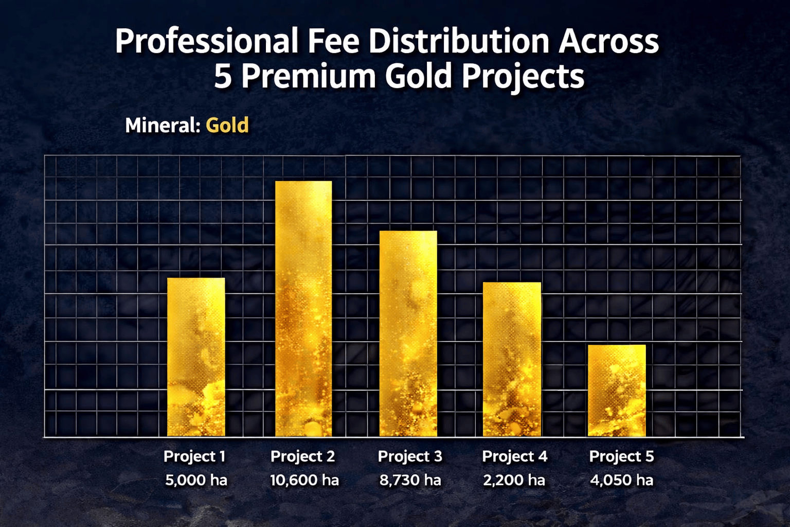 Bar Chart Showing Professional Fee Distribution Across 5 Premium Gold Projects In Ghana 2025