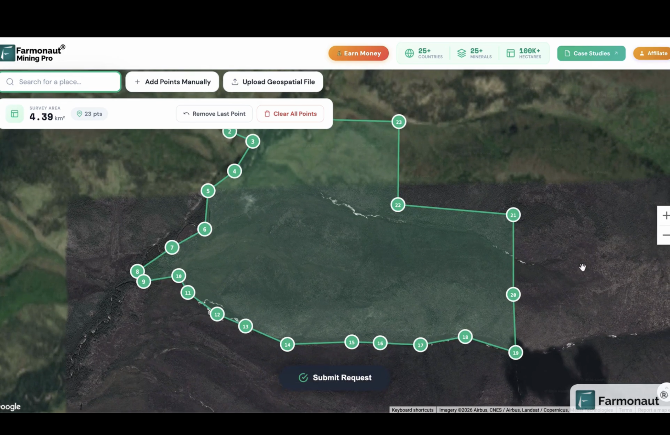 Farmonaut Mineral Detection Dashboard Showing Spectral Mineral Index Layers For Ghana Gold Project Mapping