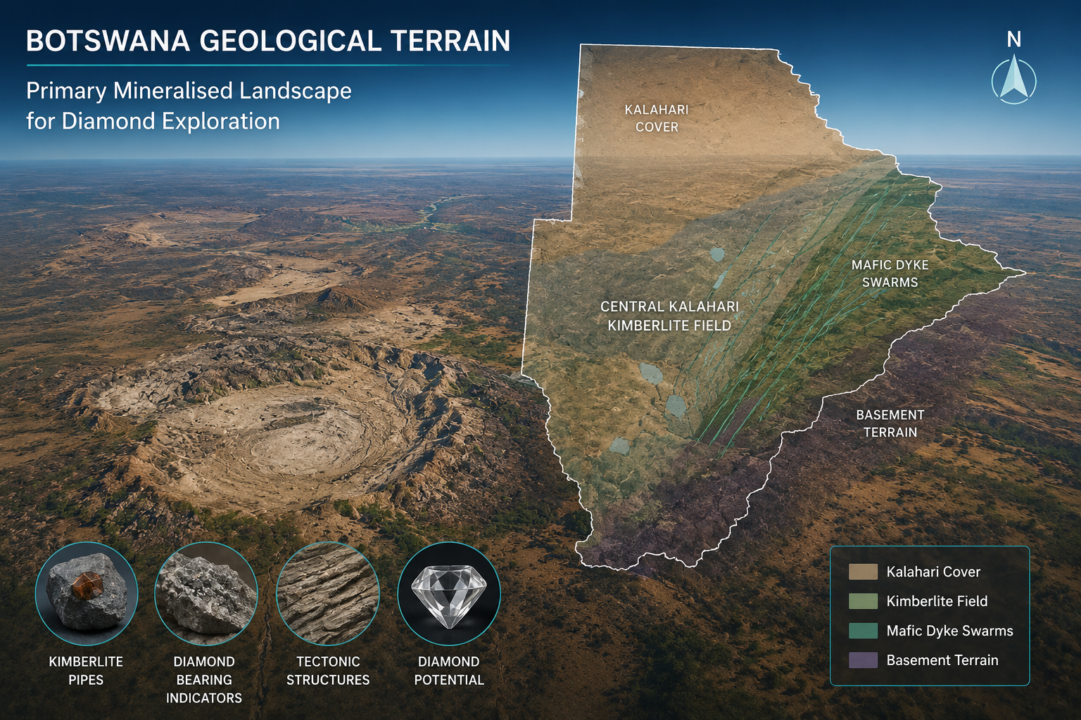 Botswana Geological Terrain — Primary Mineralised Landscape For Diamond Exploration