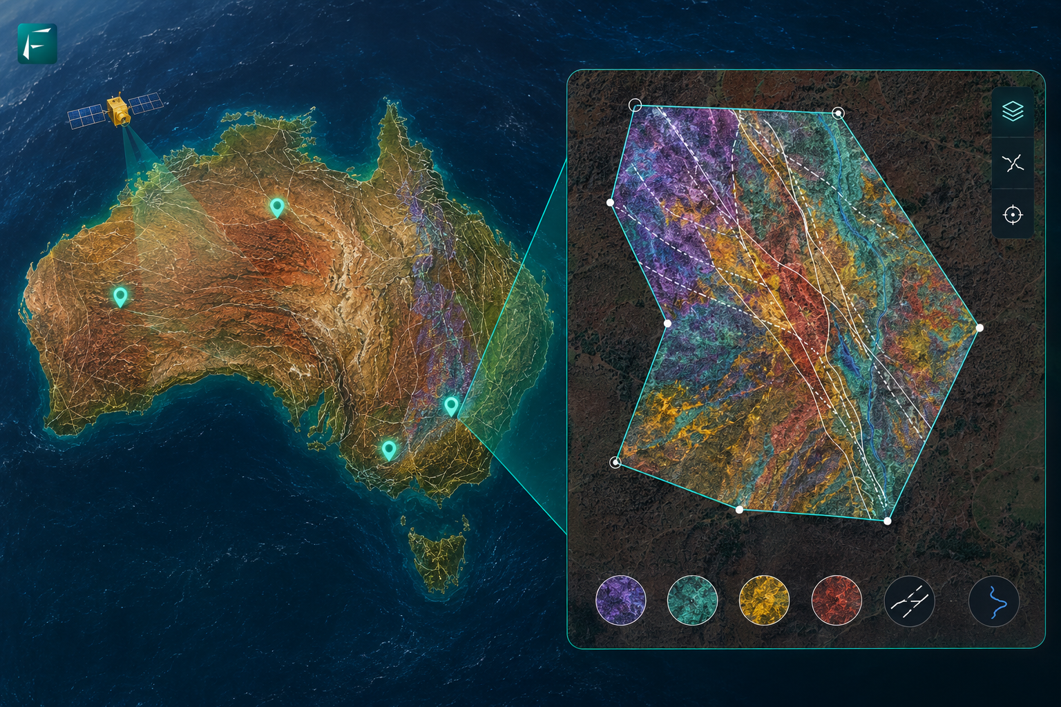 Alteration Zones And Structural Geology Mapped By Farmonaut Across Australia'S Project Areas