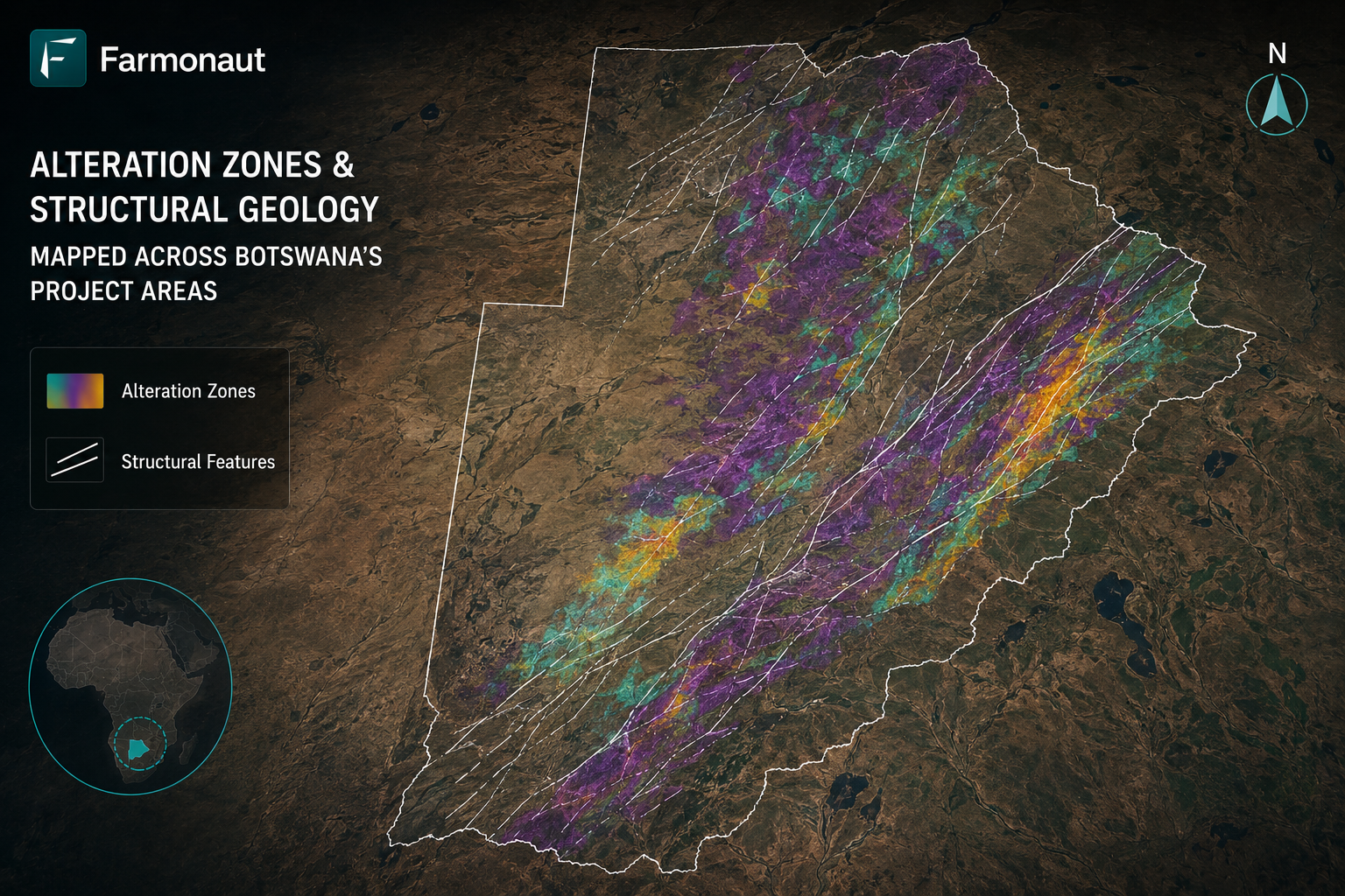 Alteration Zones And Structural Geology Mapped By Farmonaut Across Botswana'S Project Areas