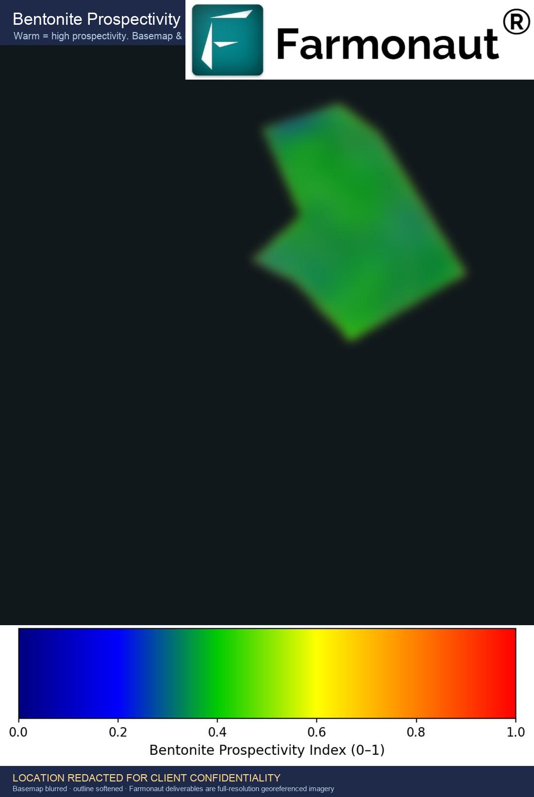 Satellite Bentonite Exploration India — Prospectivity Index Composite Map, Location Redacted