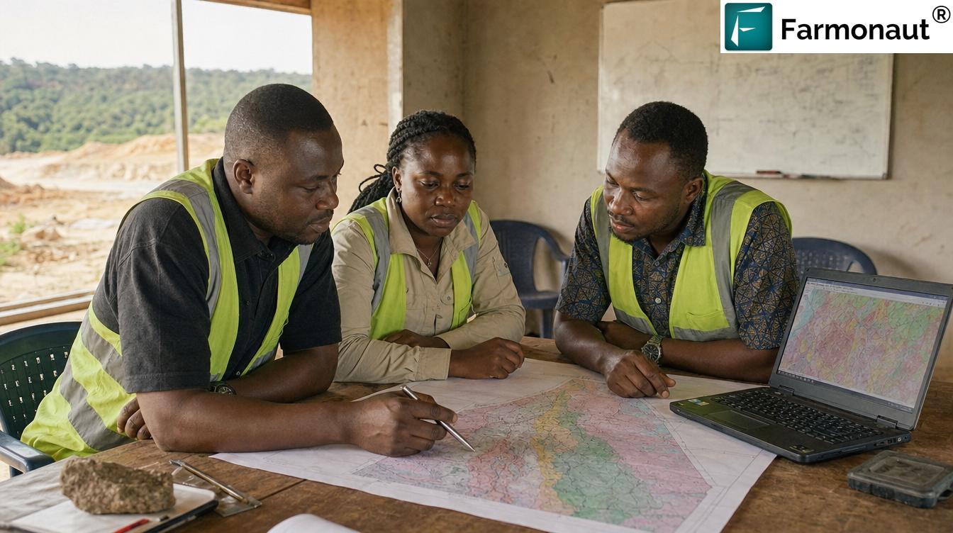 Mining Professionals Reviewing A Geological Map And Satellite Analysis During Lithium Exploration Nigeria Planning