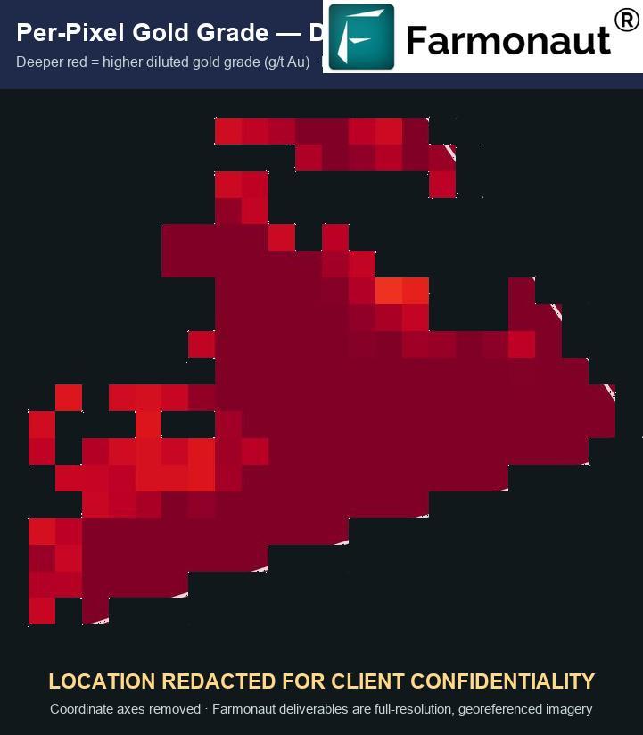 Per-Pixel Gold Grade Choropleth From A Redacted Satellite Mineral Detection Report