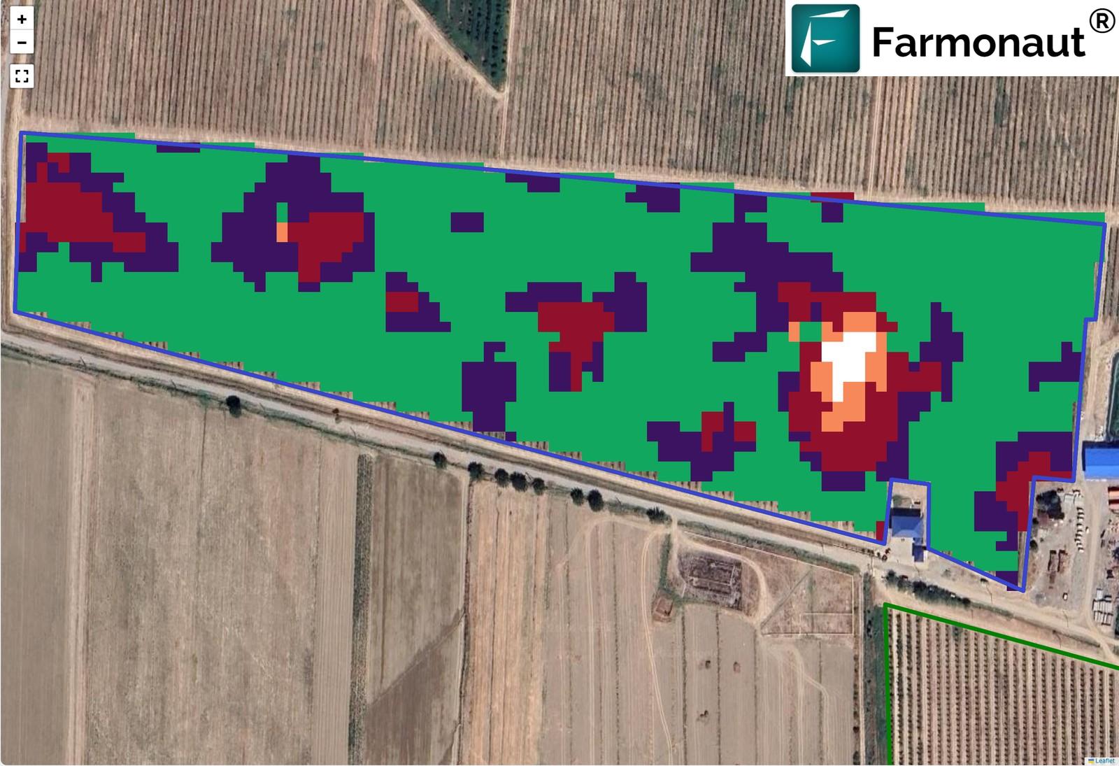 Satellite Crop Health Zone Map Of An Orchard Block In Central Asia Showing Within-Field Variation