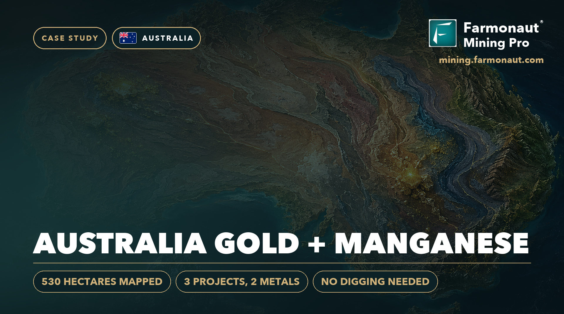 Australia Gold + Manganese Case Study Cover, Australia - 530 Hectares Mapped, 3 Projects, 2 Metals, No Digging Needed