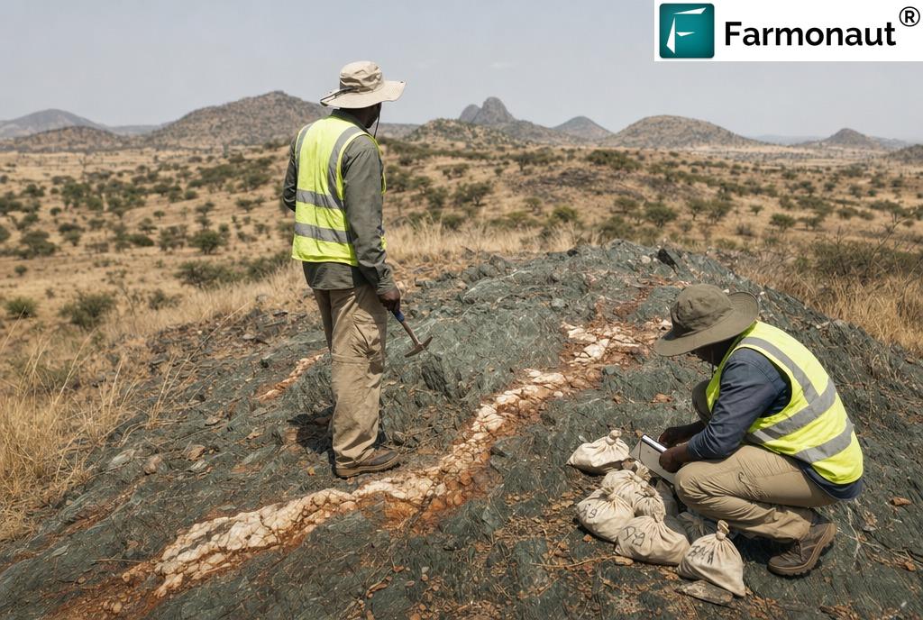 Exploration Geologists Sampling A Quartz Vein In Schist During Early-Stage Fieldwork, The Follow-Up Stage After Satellite Screening Narrows A Polymetallic Licence