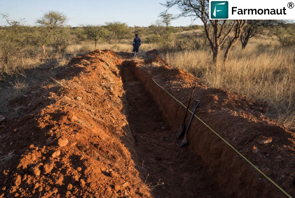 Hand-Dug Exploration Trench Across A Ridge, The Conventional Ground Method A Satellite Screen Aims And Shortens On A Small Gold Licence