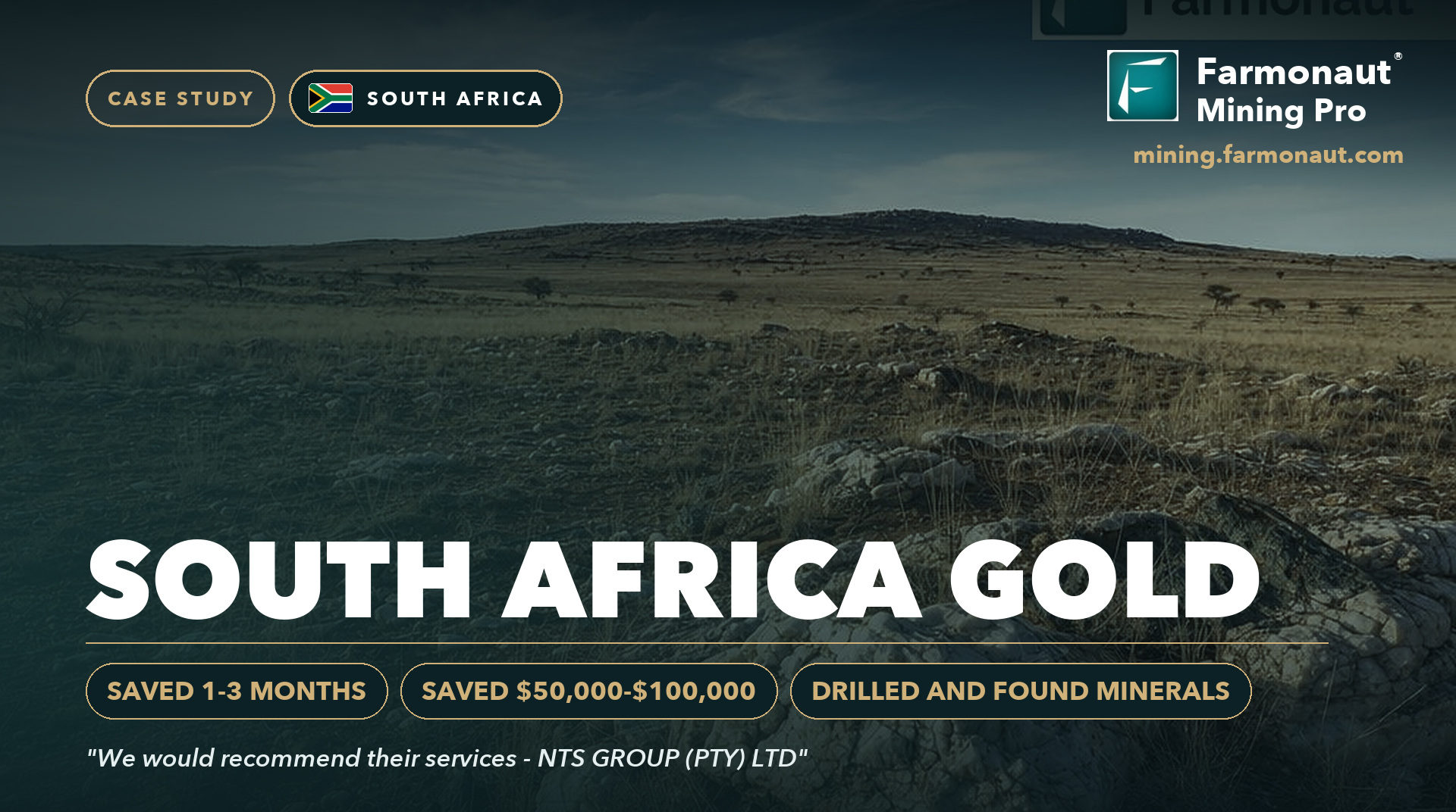 South Africa Gold Case Study Cover, South Africa - Saved 1-3 Months, Saved $50,000-$100,000, Drilled And Found Minerals