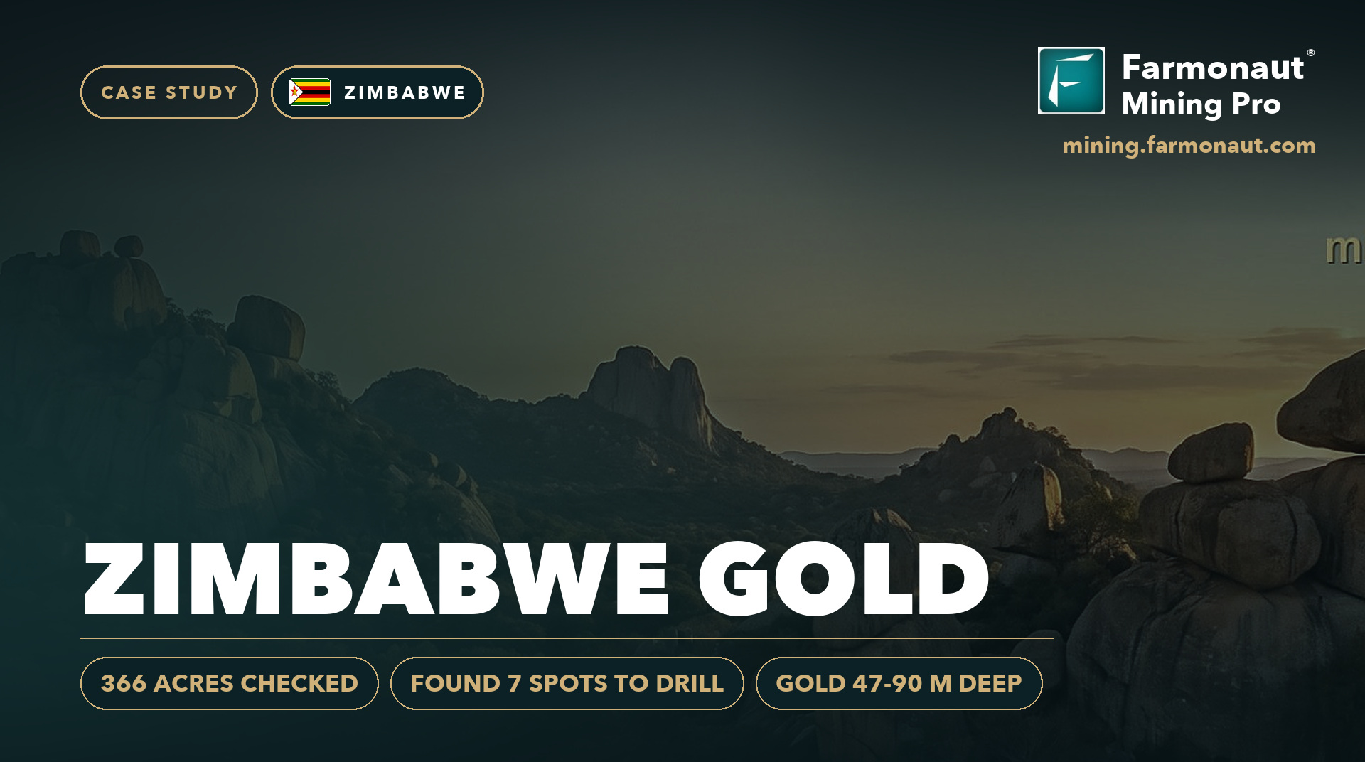 Zimbabwe Gold Case Study Cover, Zimbabwe - 366 Acres Checked, Found 7 Spots To Drill, Gold 47-90 M Deep