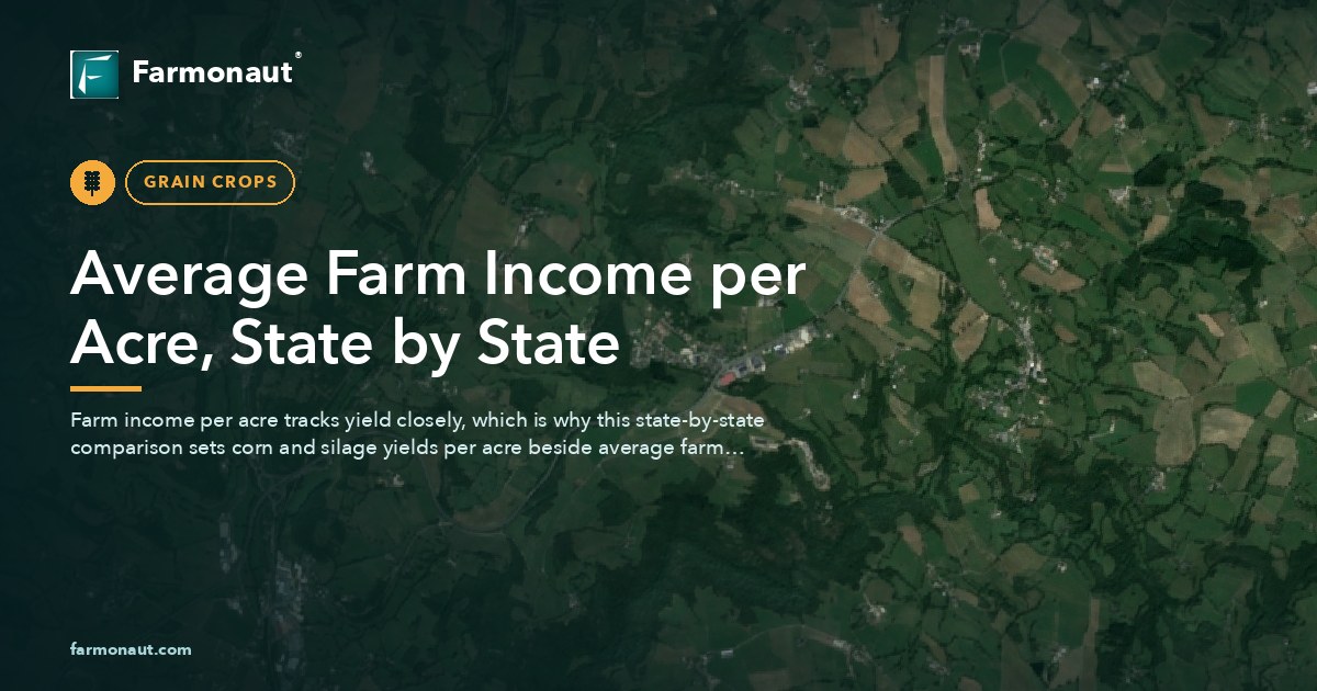 Average Farm Income Per Acre, State By State