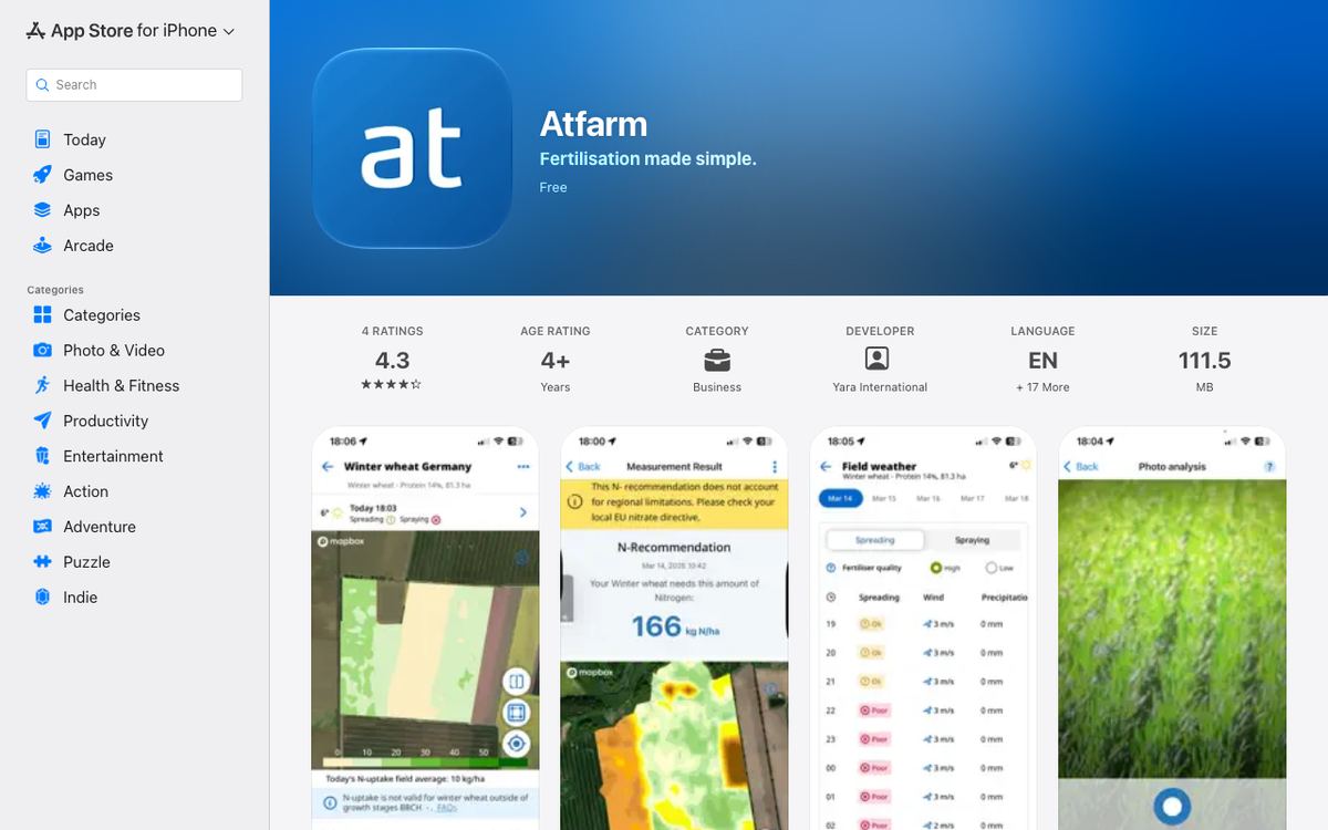 Atfarm By Yara App Store Listing With Field And Nitrogen Screens