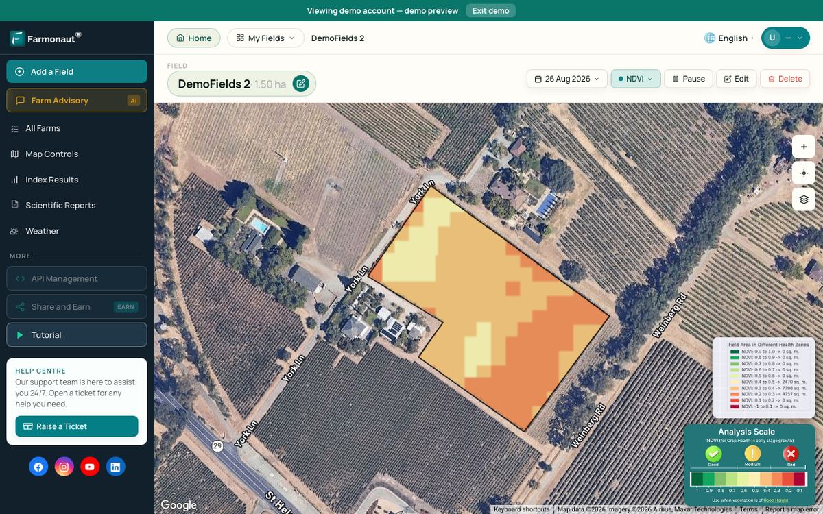 Farmonaut Web App With A Satellite Crop Health Map