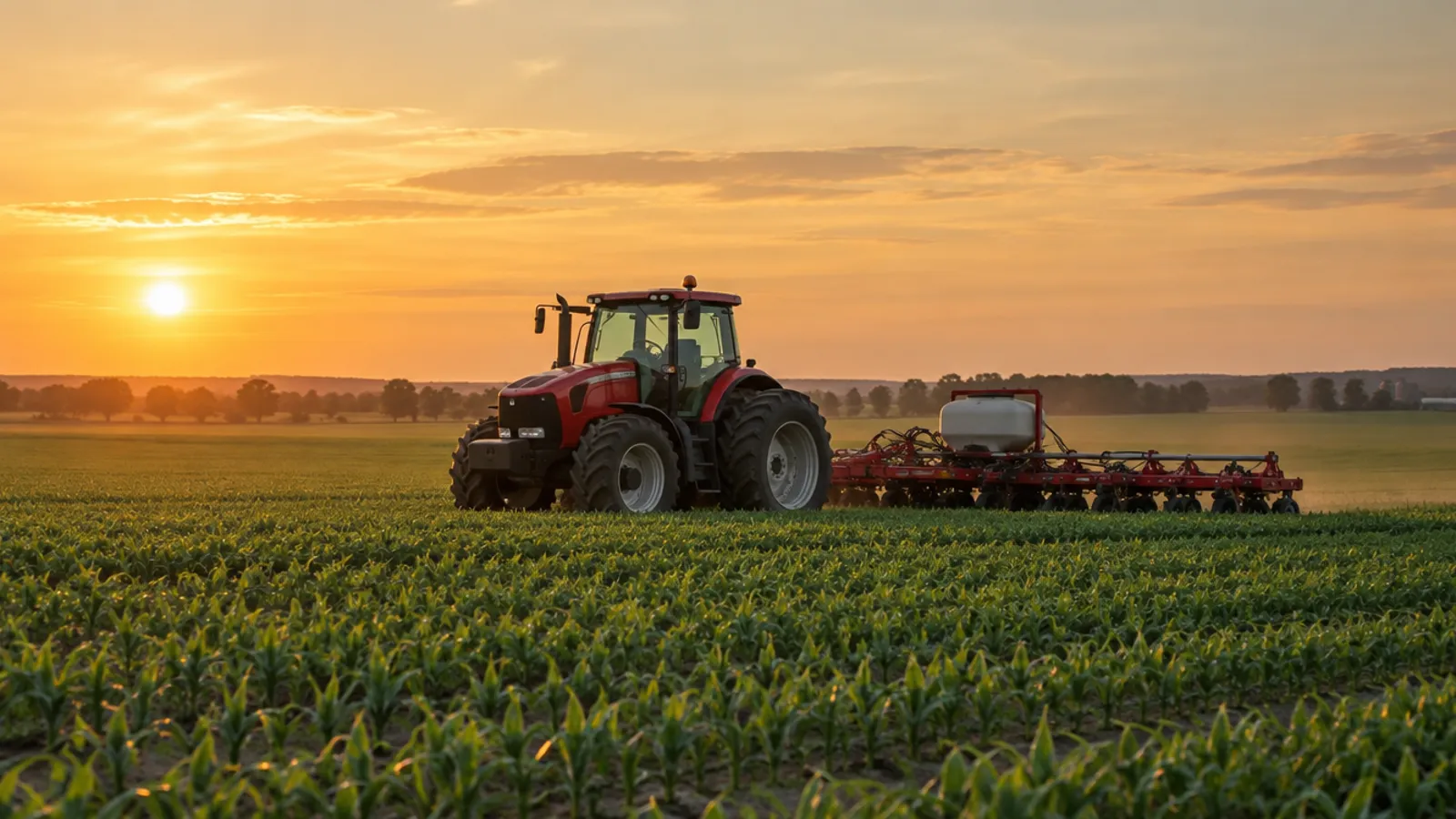 Red Tractors, Gps &Amp; Case Farm Tractors 1 Red Tractor With A Gps Receiver Working A Field At Sunset