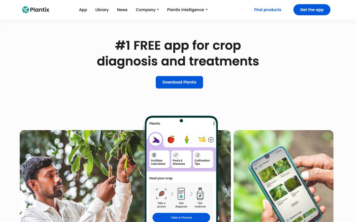 Plantix Website Showing Its Crop Diagnosis App
